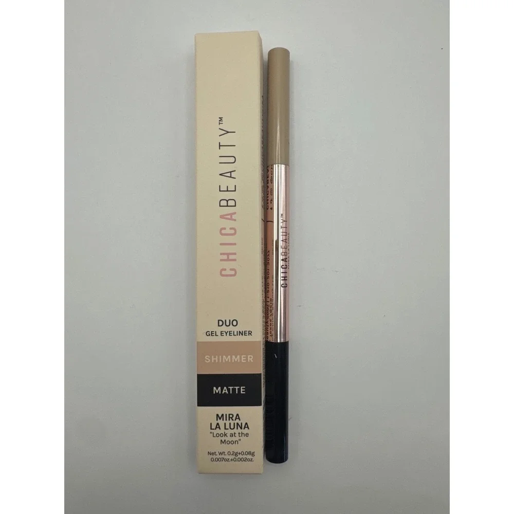 Chica Beauty Mira La Luna‎ Duo Gel Eyeliner Matte Black Shimmer Champagne New